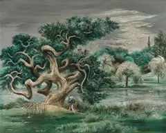 Aaron Bohrod, St. James Park, London, oil on gesso panel