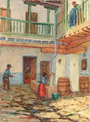 Harry Leslie Hoffman, Cervantes' Inn, Seville, oil on canvas