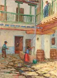 Harry Leslie Hoffman, Cervantes' Inn, Seville, oil on canvas