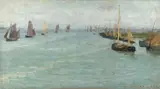 William de Leftwich Dodge, Boats and Harbor, 1889, oil on canvas