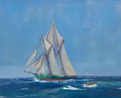 Allan Gilbert Cram, Fishing Vessels, oil on canvasboard
