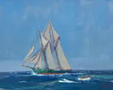 Allan Gilbert Cram, Fishing Vessels, oil on canvasboard
