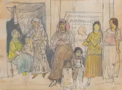 Jerome Myers, Gypsies, gouache, watecolor, ink and pencil on paper