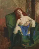 Moses Soyer, Semi Nude with Knee Socks
