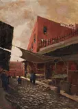 Jules Francois Pages, Old San Francisco Chinatown, 1894, oil on canvas affixed to board