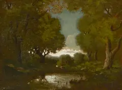 Carl Jonnevold, Forest Interior, oil on Masonite