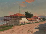 California School, Old Custom House, Monterey, California, oil on artist board