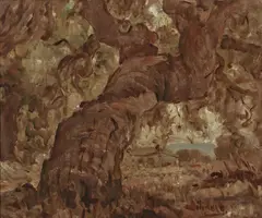 Clarence K. Hinkle, Old Oak, oil on Masonite