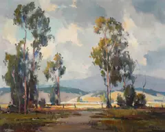 Landscape with eucalyptus by Orrin A. White, oil on canvas, sold Dec 2020