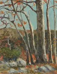 Frederick William Becker, Big Tujunga Canyon Sycamores, oil on canvasboard