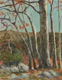 Frederick William Becker, Big Tujunga Canyon Sycamores, oil on canvasboard