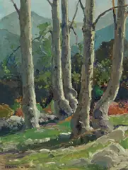 Frederick William Becker, Sycamores at Big Tujunga Canyon, California, oil on canvas affixed to board