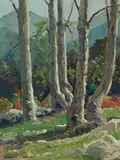 Frederick William Becker, Sycamores at Big Tujunga Canyon, California, oil on canvas affixed to board