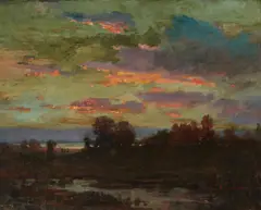 Sunset over the Marshes by J. Bond Francisco, oil on canvas, sold Dec 2020