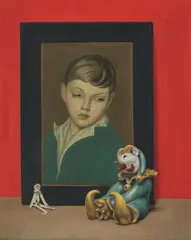 Claude Charles Buck, Portrait of a Child with Clown, circa 1950, oil on Masonite