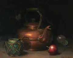 Claude Charles Buck, Still Life with Copper Kettle, circa 1940, oil on Masonite