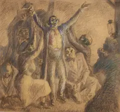 Ben Messick, Street Preacher, pencil, colored pencil and white highlight on paper