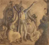 Ben Messick, Street Preacher, pencil, colored pencil and white highlight on paper