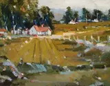 Robert L. Davis, Untitled (Farmstead), oil on panel