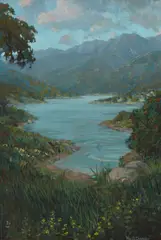 William Dorsey, Mountain Lake View, oil on Masonite