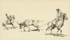 Roping Study by Edward Borein, pen and ink on Jonathan Bond wove paper, sold Dec 2020
