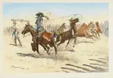 John Wade Hampton, Lasso Them Horses!, watercolor, pen and ink on Arches wove paper