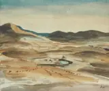 Peter Hurd, Water Hole, watercolor on paper