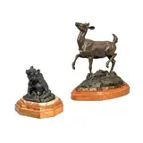 Richard Loffler, Teenage Pride; Sitting Grizzly (a lot of two), bronze with dark brown patina; bronze with black-brown patina