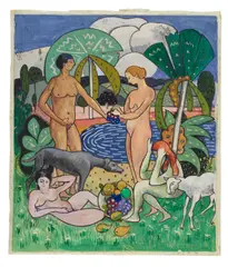 Sans titre (Scène de baigneuses) by Albert Gleizes, circa 1922, gouache on paper, sold Feb 2021