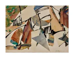 Grace Hartigan, Untitled, watercolor, ink and paper collage on paper