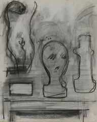 Robert De Niro Sr., Greek Torso, Bust & Vase, charcoal on paper
