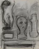 Robert De Niro Sr., Greek Torso, Bust & Vase, charcoal on paper