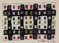 Untitled (August 10) by Alfred Jensen, ink and watercolor on paper, sold Feb 2021