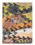 Carlo Zinelli, Grande carro biancoe figura nera, tempera on paper