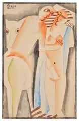 Man and Woman by Béla Kádár, circa 1925, watercolor and graphite on paper, sold Feb 2021