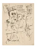 Father and Child by George Grosz, 1933, reed pen, pen and ink on paper, offered Feb 2021