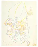 Jean Cocteau, La Poésie et la Science, 1958, colored grease pencils on tracing paper