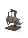 Stefano Bombardieri, Rino Sospeso Grand, bronze, iron and leather