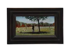Mark Innerst, The Great Lawn (Shaded Figure), acrylic on board in hand built wooden frame
