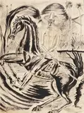 Carlos Enríquez Gómez, Jinete, 1953, ink on paper