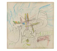 Untitled by Roberto Matta, crayon and colored pencil on paper, offered Feb 2021