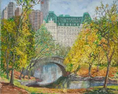Guy A. Wiggins, Early Autumn in Central Park, oil on canvas