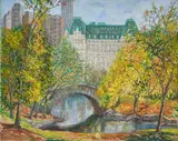 Guy A. Wiggins, Early Autumn in Central Park, oil on canvas