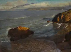 Albert Bierstadt, Entrance to Golden Gate, circa 1872, oil on paper laid down on canvas
