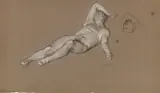 John Koch, Man Asleep, pencil and white and yellow chalk on tan paper