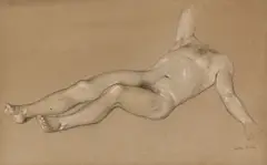 John Koch, Male Torso, pencil, color pencil and chalk on tan paper