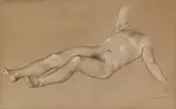 John Koch, Male Torso, pencil, color pencil and chalk on tan paper