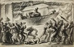 Reginald Marsh, "Green Pastures," Plymouth Theatre, charcoal, ink and gouache on paper
