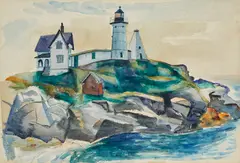 Ernest Fiene, East Coast Lighthouse, 1948, watercolor and graphite on paper