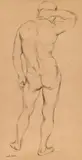 Jared French, Standing Male Nude Seen From Behind, pen and ink on paper
